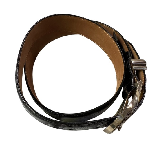 Genuine BRIGHTON Black Croc Pattern Leather Women Belt Size 34 L Unisex main image 2